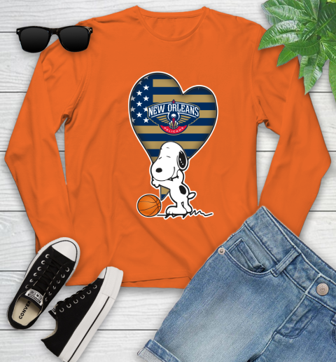 New Orleans Pelicans NBA Basketball The Peanuts Movie Adorable Snoopy Youth Long Sleeve 4