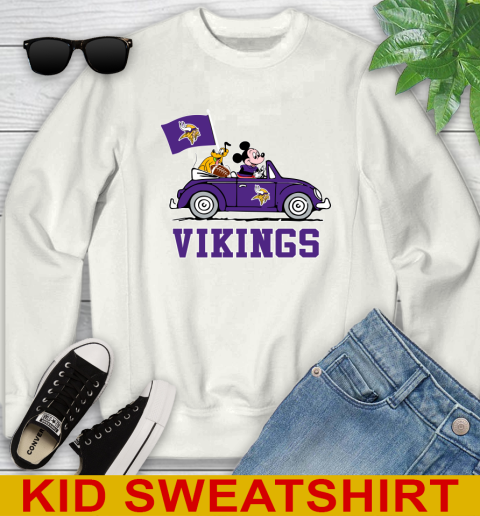 NFL Football Minnesota Vikings Pluto Mickey Driving Disney Shirt Youth Sweatshirt