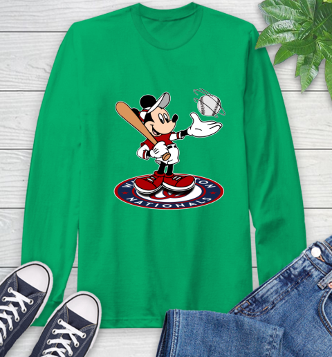 MLB Baseball Washington Nationals Cheerful Mickey Disney Shirt Long Sleeve T-Shirt 8