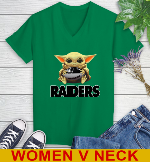 NFL Football Oakland Raiders Baby Yoda Star Wars Shirt Women s V Neck T Shirt