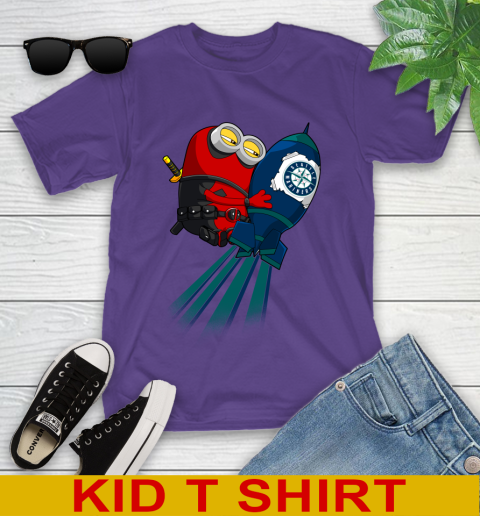 MLB Baseball Seattle Mariners Deadpool Minion Marvel Shirt Youth T-Shirt 3