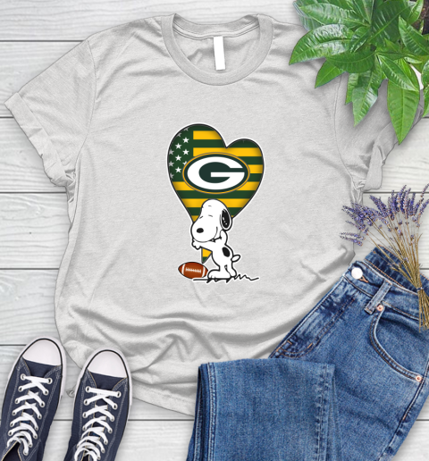 Green Bay Packers NFL Football The Peanuts Movie Adorable Snoopy Women's T-Shirt