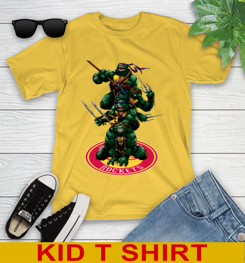 NBA Basketball Houston Rockets Teenage Mutant Ninja Turtles Shirt Youth T-Shirt 9 NBA Basketball Houston Rockets Teenage Mutant Ninja Turtles Shirt Youth T-Shirt - Image 9