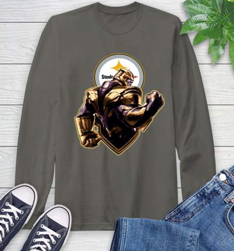 NFL Thanos Avengers Endgame Football Sports Pittsburgh Steelers Long Sleeve T-Shirt 8