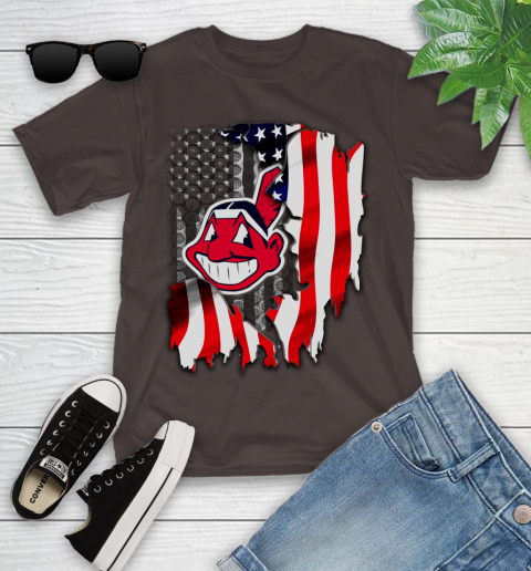 Cleveland Indians MLB Baseball American Flag Youth T-Shirt 7