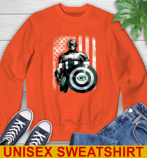 Green Bay Packers NFL Football Captain America Marvel Avengers American Flag Shirt Sweatshirt 3