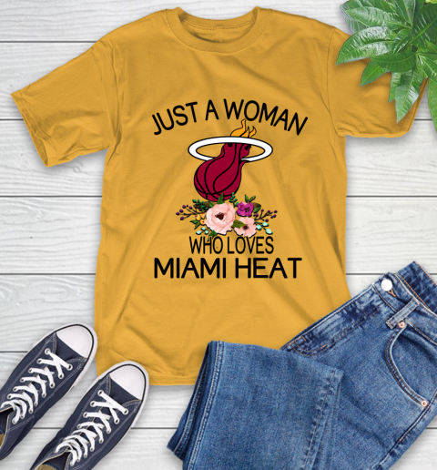 NBA Just A Woman Who Loves Miami Heat Basketball Sports T-Shirt 2