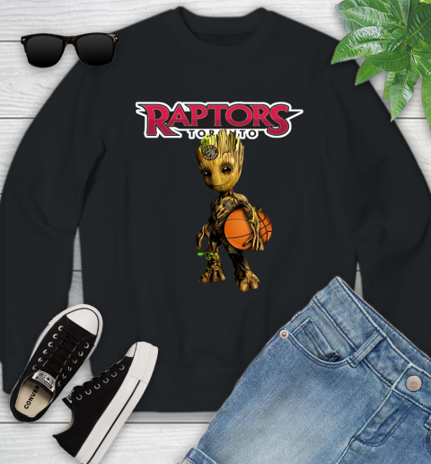 Toronto Raptors NBA Basketball Groot Marvel Guardians Of The Galaxy Youth Sweatshirt 2