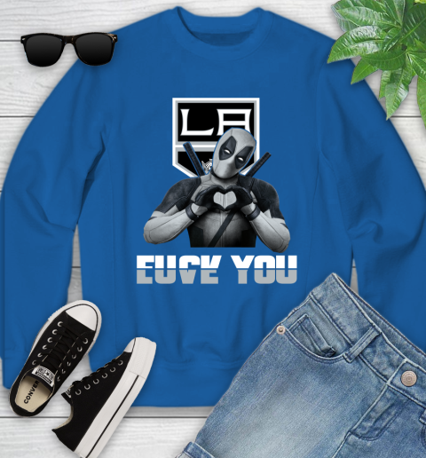 NHL Los Angeles Kings Deadpool Love You Fuck You Hockey Sports Youth Sweatshirt 7