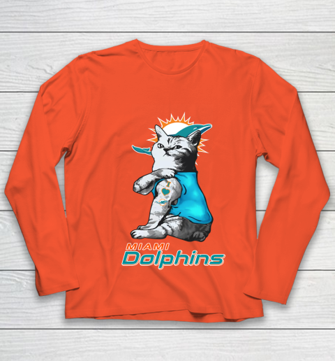 NFL Football My Cat Loves Miami Dolphins Youth Long Sleeve 3