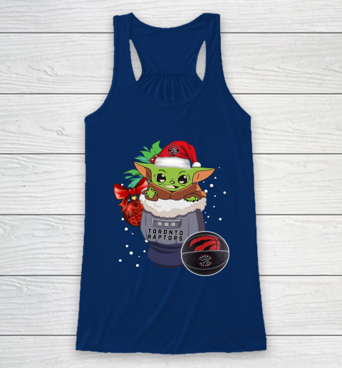 Toronto Raptors Christmas Baby Yoda Star Wars Funny Happy NBA Racerback Tank 7