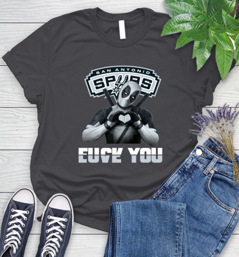 NBA San Antonio Spurs Deadpool Love You Fuck You Basketball Sports Women's T-Shirt 8