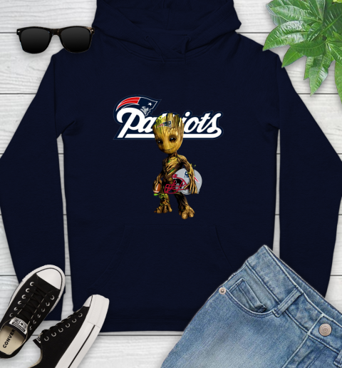New England Patriots NFL Football Groot Marvel Guardians Of The Galaxy Youth Hoodie 4