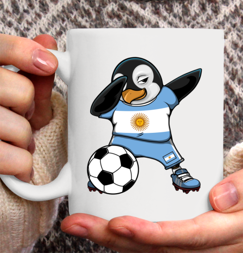 Dabbing Penguin Argentina Soccer Fans Jersey Football Lovers Ceramic Mug 11oz