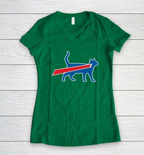 Cat Bills Super Cat Buffalo Bills Women's V-Neck T-Shirt 3