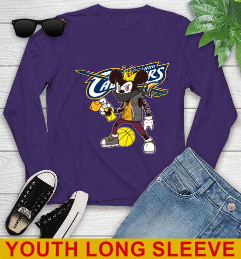 Cleveland Cavaliers NBA Basketball Mickey Peace Sign Sports Youth Long Sleeve 5