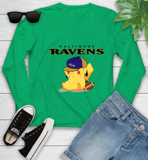 NFL Pikachu Football Sports Baltimore Ravens Youth Long Sleeve 6