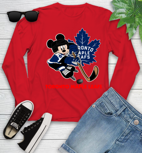 NHL Toronto Maple Leafs Mickey Mouse Disney Hockey T Shirt Youth Long Sleeve 11