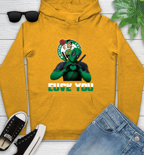 NBA Boston Celtics Deadpool Love You Fuck You Basketball Sports Youth Hoodie 2
