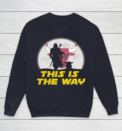 Chicago Bulls NBA Basketball Star Wars Yoda And Mandalorian This Is The Way Youth Sweatshirt 2