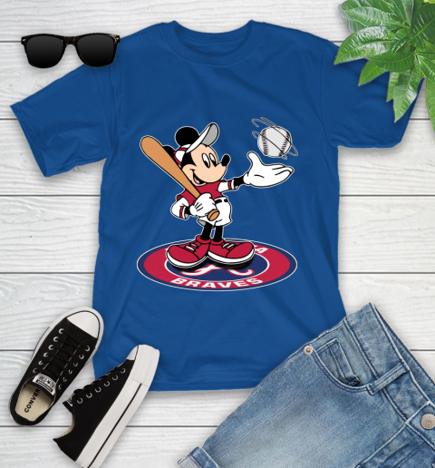 MLB Baseball Atlanta Braves Cheerful Mickey Disney Shirt Youth T-Shirt 9