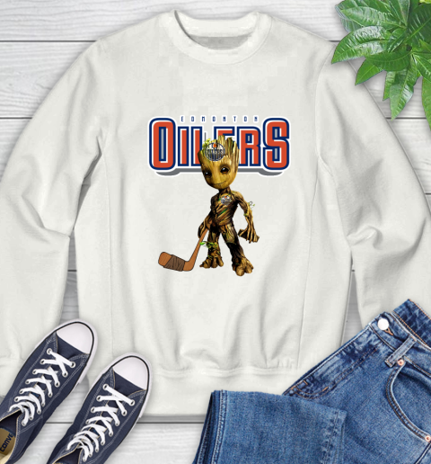Edmonton Oilers NHL Hockey Groot Marvel Guardians Of The Galaxy Sweatshirt
