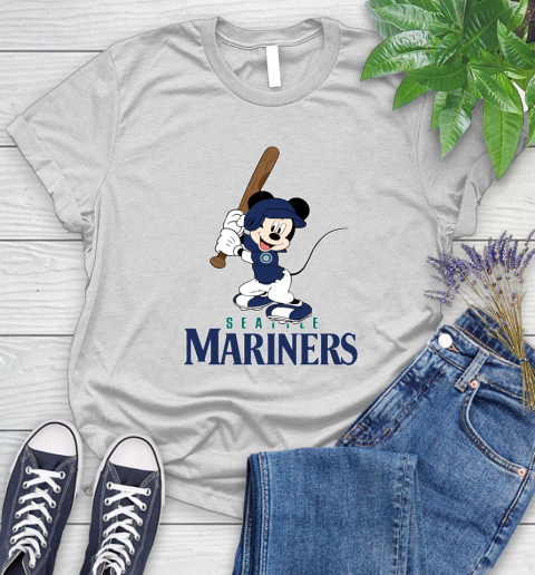 MLB Baseball Seattle Mariners Cheerful Mickey Mouse Shirt Women's T-Shirt 2