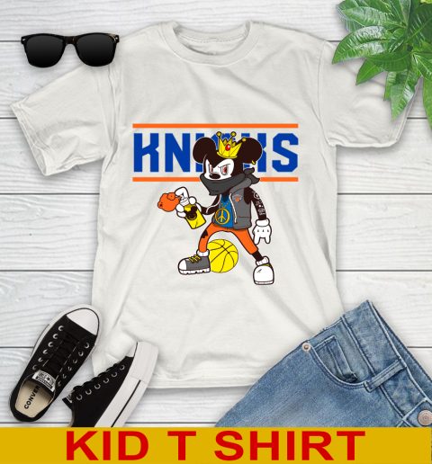 New York Knicks NBA Basketball Mickey Peace Sign Sports Youth T-Shirt