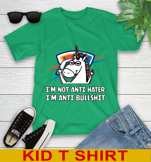 Oklahoma City Thunder NBA Basketball Unicorn I'm Not Anti Hater I'm Anti Bullshit Youth T-Shirt 6