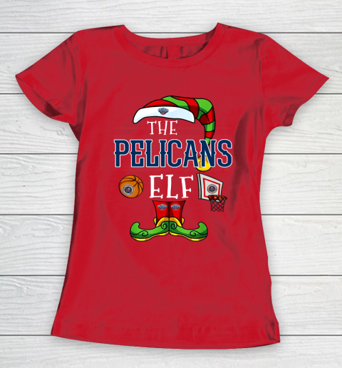 New Orleans Pelicans Christmas ELF Funny NBA Women's T-Shirt 9