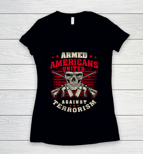 Veteran Shirt Patriot Against Terrorism Women's V-Neck T-Shirt
