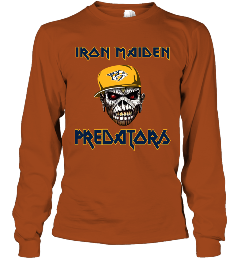 NHL Nashville Predators Iron Maiden Rock Band Music Hockey Sports WLKJ0J62R9J long sleeve tee 14 95 151514 front texas orange