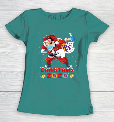 Los Angeles Lakers Funny Santa Claus Dabbing Christmas 2020 NBA Women's T-Shirt 10