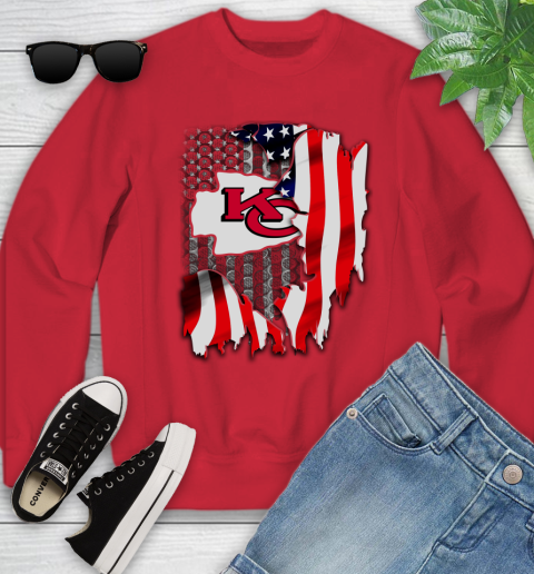 Kansas City Chiefs NFL Football American Flag Youth Sweatshirt 8