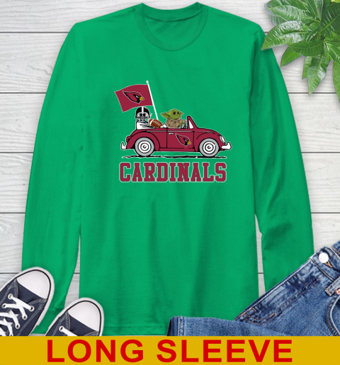 NFL Football Arizona CardinalsDarth Vader Baby Yoda Driving Star Wars Shirt Long Sleeve T-Shirt 7