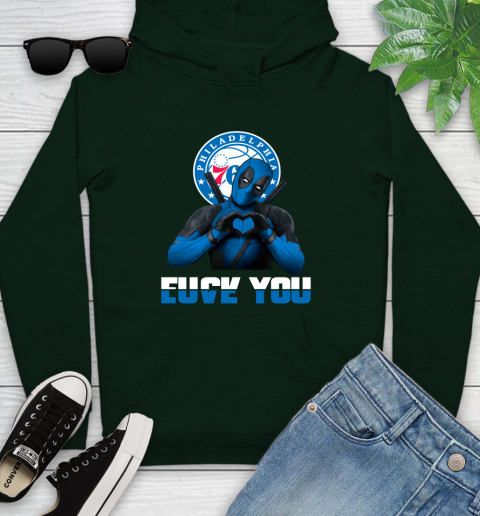 NBA Philadelphia 76ers Deadpool Love You Fuck You Basketball Sports Youth Hoodie 14