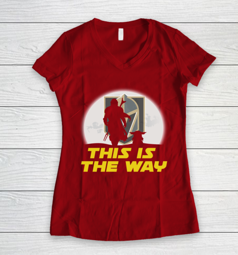 Vegas Golden Knights NHL Ice Hockey Star Wars Yoda And Mandalorian This Is The Way Women's V-Neck T-Shirt 8