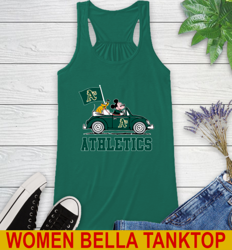 MLB Baseball Oakland Athletics Pluto Mickey Driving Disney Shirt Racerback Tank 7