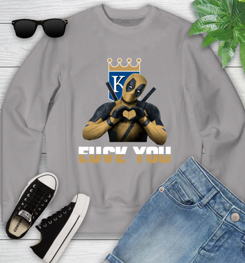 MLB Kansas City Royals Deadpool Love You Fuck You Baseball Sports Youth Sweatshirt 3