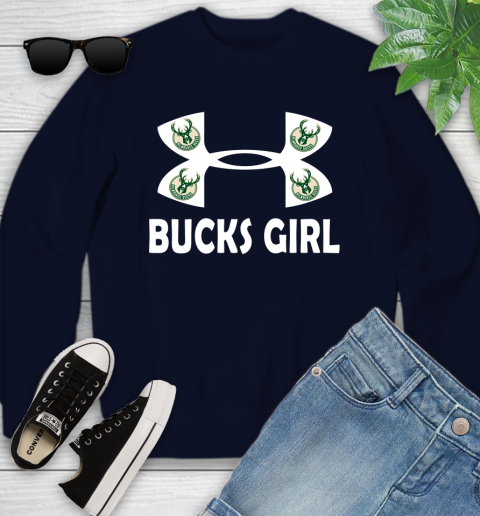 NBA Milwaukee Bucks Girl Under Armour Basketball Sports Youth Sweatshirt 2