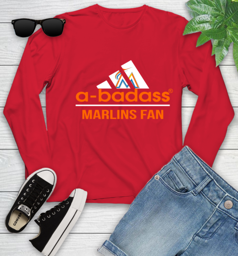 MLB A Badass Miami Marlins Fan Adidas Baseball Sports Youth Long Sleeve 11