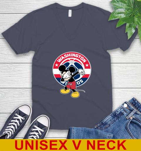 Washington Wizards NBA Basketball Dabbing Mickey Disney Sports V-Neck T-Shirt 8