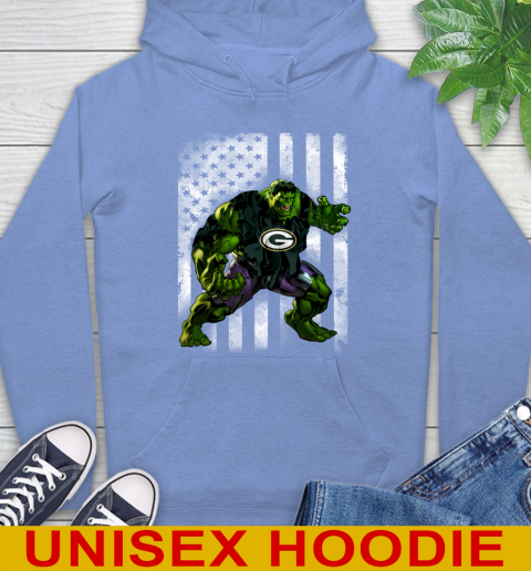 Green Bay Packers Hulk Marvel Avengers NFL Football American Flag Hoodie 11