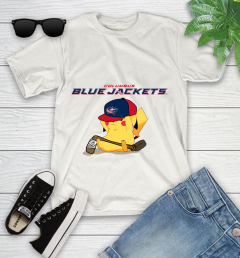 NHL Pikachu Hockey Sports Columbus Blue Jackets Youth T-Shirt