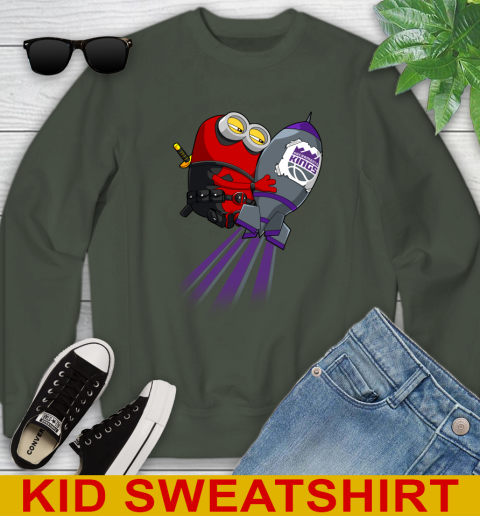 NBA Basketball Sacramento Kings Deadpool Minion Marvel Shirt Youth Sweatshirt 8