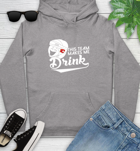 Calgary Flames NHL Hockey This Team Makes Me Drink Adoring Fan Youth Hoodie 6