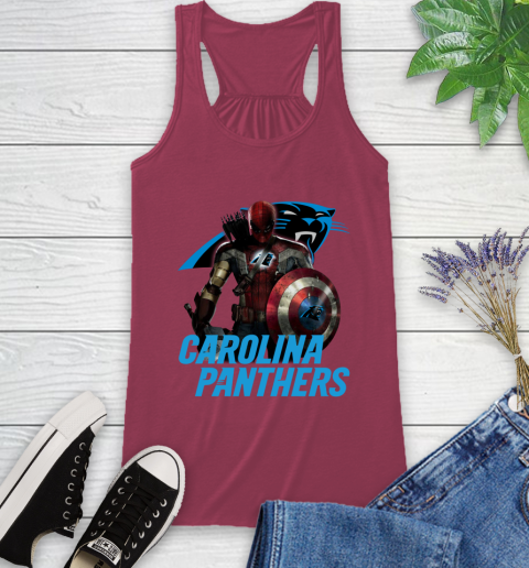 NFL Captain America Thor Spider Man Hawkeye Avengers Endgame Football Carolina Panthers Racerback Tank 8