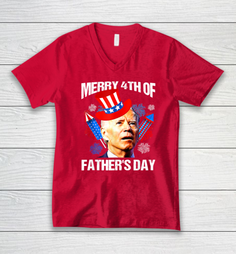Joe Biden Confused Merry 4th Of Fathers Day Fourth Of July V-Neck T-Shirt 5
