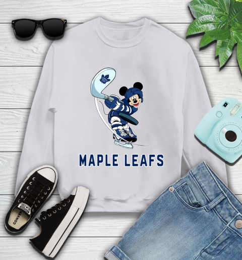 NHL Hockey Toronto Maple Leafs Cheerful Mickey Mouse Shirt Youth Sweatshirt 4