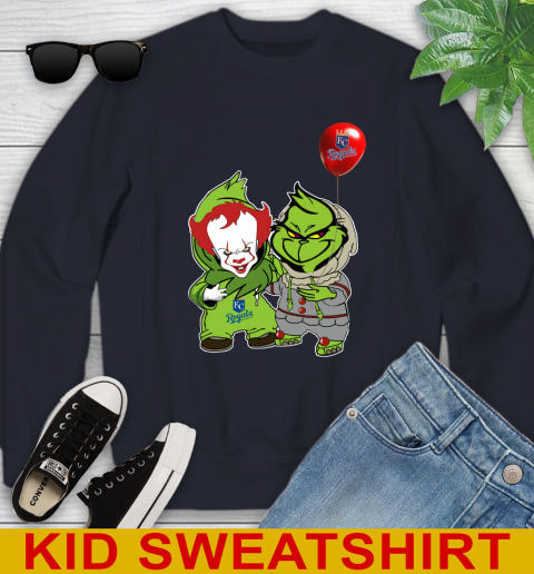 Baby Pennywise Grinch Christmas MLB Baseball Kansas City Royals Youth Sweatshirt 3